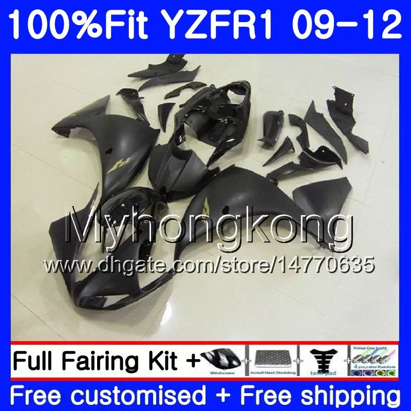 حقن لياماها YZF 1000 R 1 YZF-1000 YZFR1 09 10 11 12 241HM.10 YZF R1 YZF1000 YZF-R1 أسود لامع 2009 2010 2011 2012 Fairing Kit