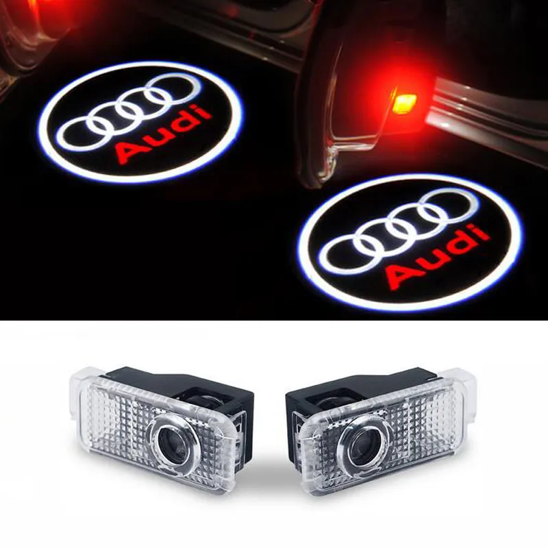 2 Pièces Voiture LED Porte Logo Lumière Pour Audi A3 A4 B8 B6 A5 B7 A3 A6  C5 A6 C6 Q7 Q5 Q3 A1 A7 R8 TT TTS SLine Fantôme Ombre Flaque