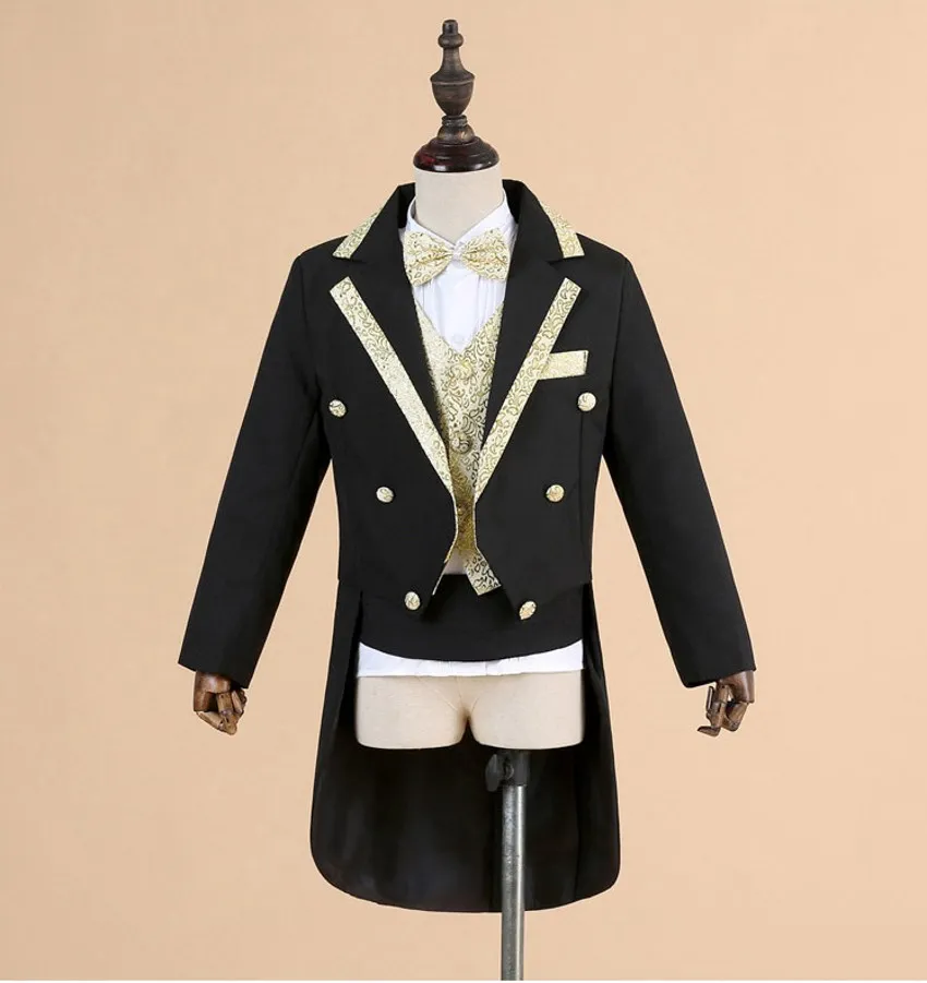 Baby Boys Multi Color Tail Jacket Jacquard Trim Festive Tuxedo 6-24M