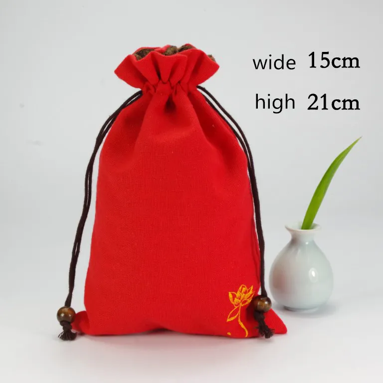 Alegro estilo chinês pano saco de armazenamento de viagem de viagem sacos de veludo vermelho saco de cordão pulseira bolsa de colar 1 pcs