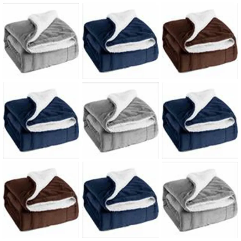 Sherpa Polaire Couvertures Doux Canapé Paresseux Couvertures Double Double Couche En Peluche Jeter Couverture Doux Microfibre Lit Emmailloter Plage Châle Cadeaux BZYQ375