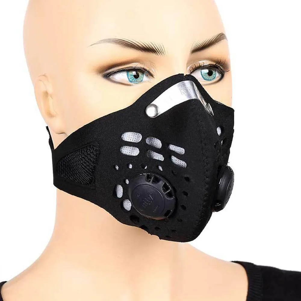 Filtre de carbone Visage Masque Protection de la poussière respirante  Masque de poussière Sports Cyclisme Vélo Bicyclette Smog Smog Smog Masques  de