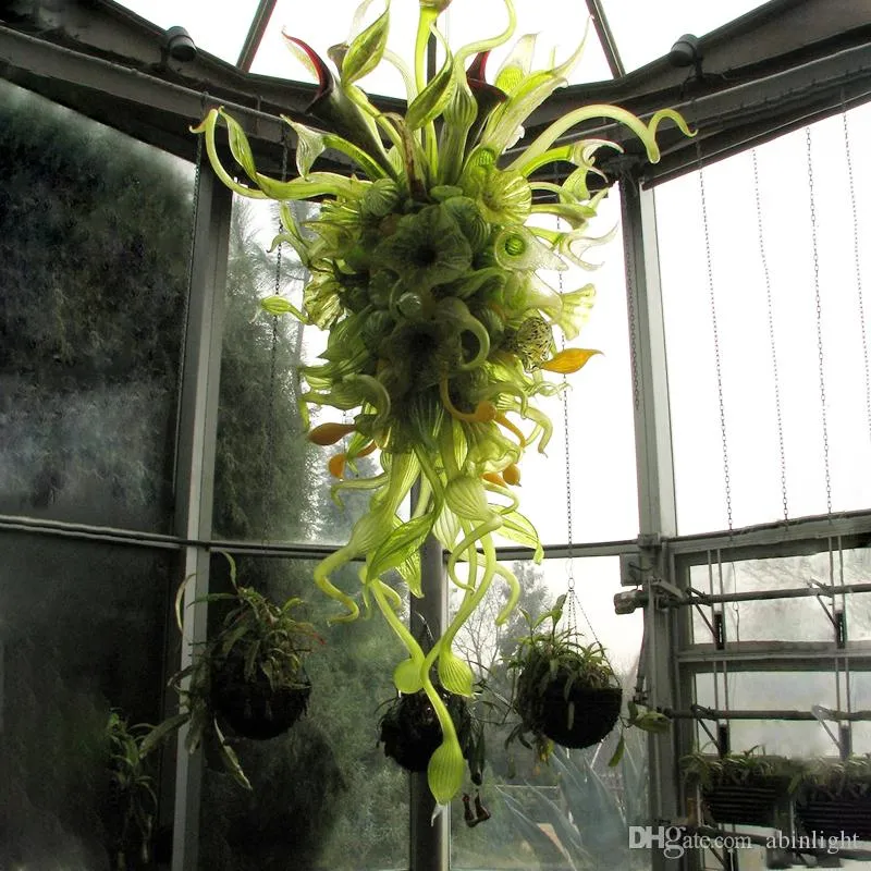 Creative Large Nepenthes Chandelier Indoor Miscellaneous Hand Blown Glass Foliage Chandelier for Entrance Halls Reception Areas