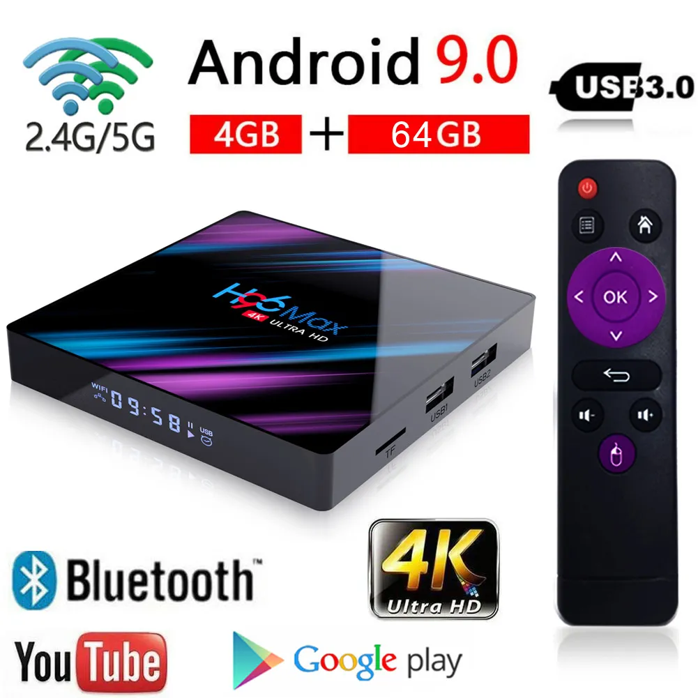 H96 Max-3318 4K Ultra HD Android TV Box , Android 10.0, 4GB+32GB