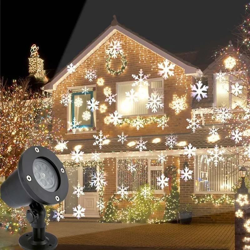 Projecteur LED étanche à Motifs Pour Noël – Décoration Extérieure Jardin, Fête (14x14 Cm)