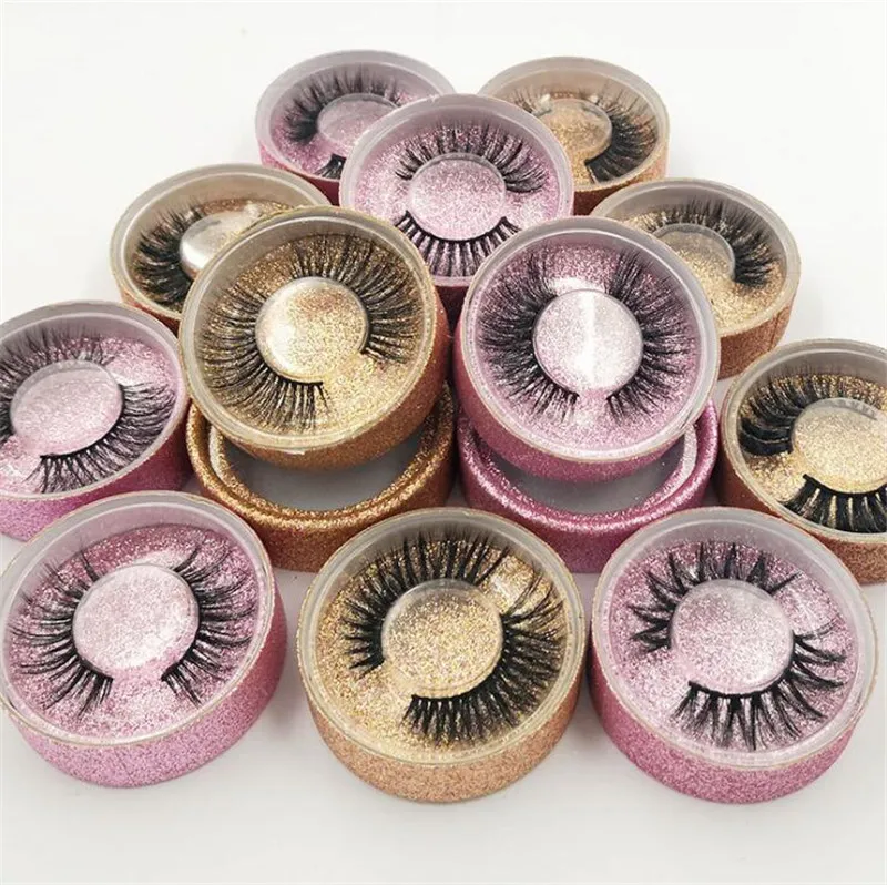 3d mink ögonfransar ögon makeup falska ögonfransar mjuka naturliga tjocka ögonfransar ögon lash med runda låda paketförlängning skönhetsverktyg 50