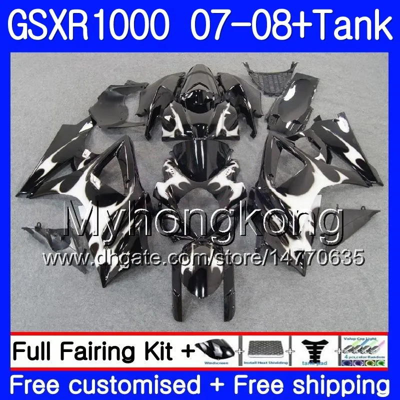 7 개 선물 + 탱크 은빛 ​​불꽃 SUZUKI GSXR-1000 용 K7 GSX-R1000 GSXR 1000 07 08 301HM.22 GSXR1000 07 08 차체 GSX R1000 2007 2008 페어링