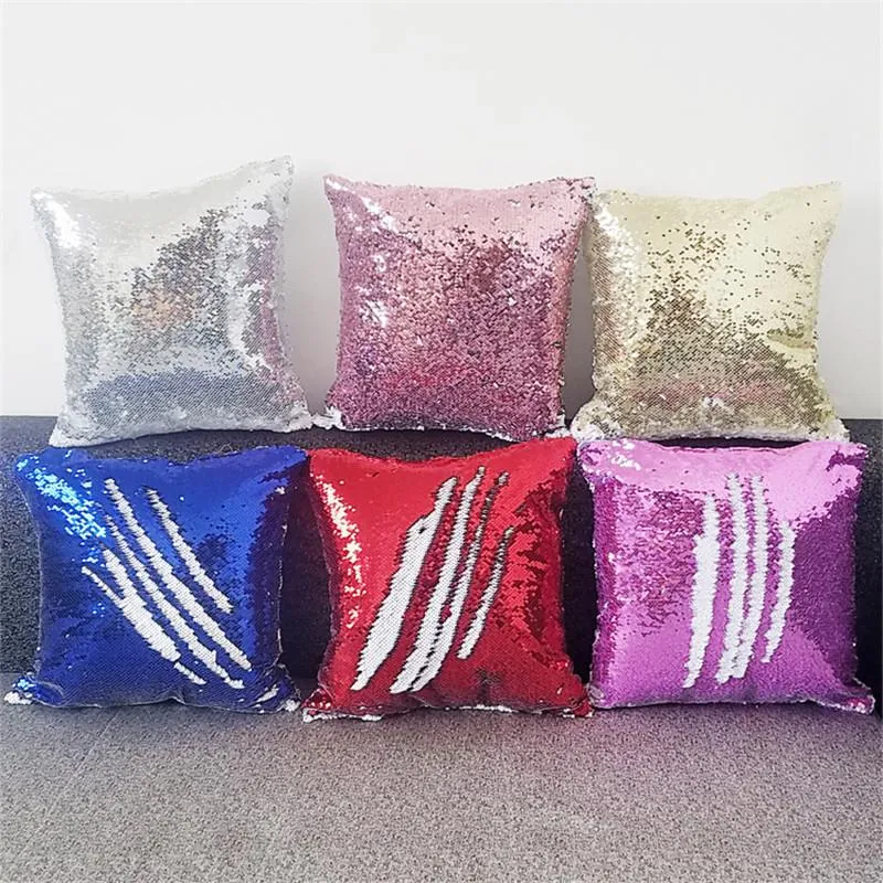 Yeni Süblimasyon Sihirli Sequins Boş Yastık Kılıfları Sıcak Transfer Baskı DIY Kişiselleştirilmiş Özelleştirilmiş Hediyeler Toptan 6 Renkler 40 * 40 cm