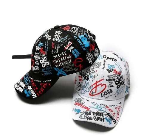 Spring graffiti printing baseball cap Child parent hat Long tail hip-hop hat Wholesale cap GB1659