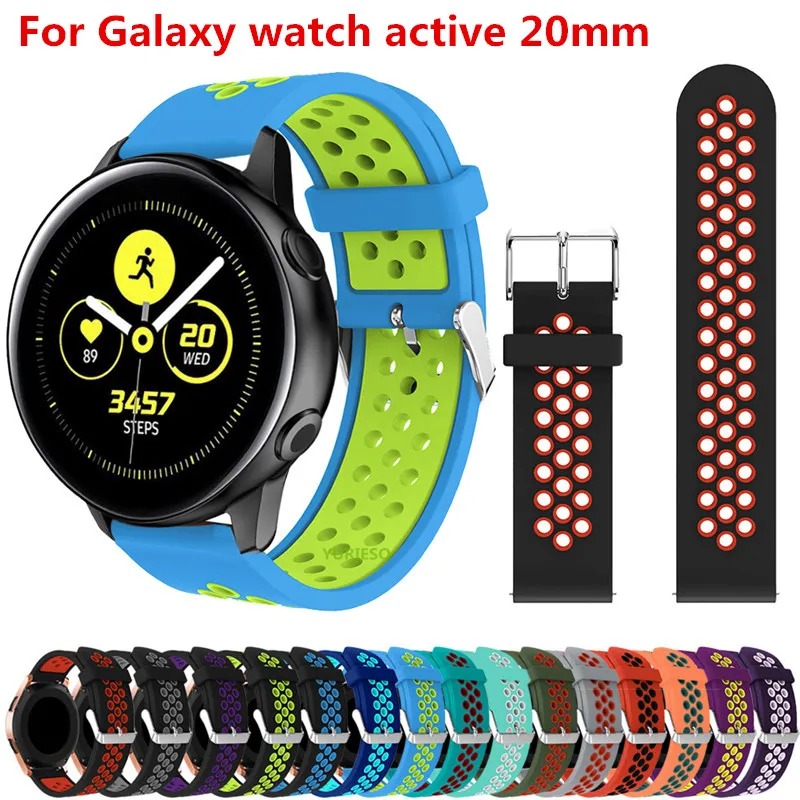 20mm Sport Silikonowy pasek dla Samsung Galaxy Watch Active 42mm Bransoletka Miękki pasek na nadgarstek Wymiana Watchband dla Samsung Gear S2