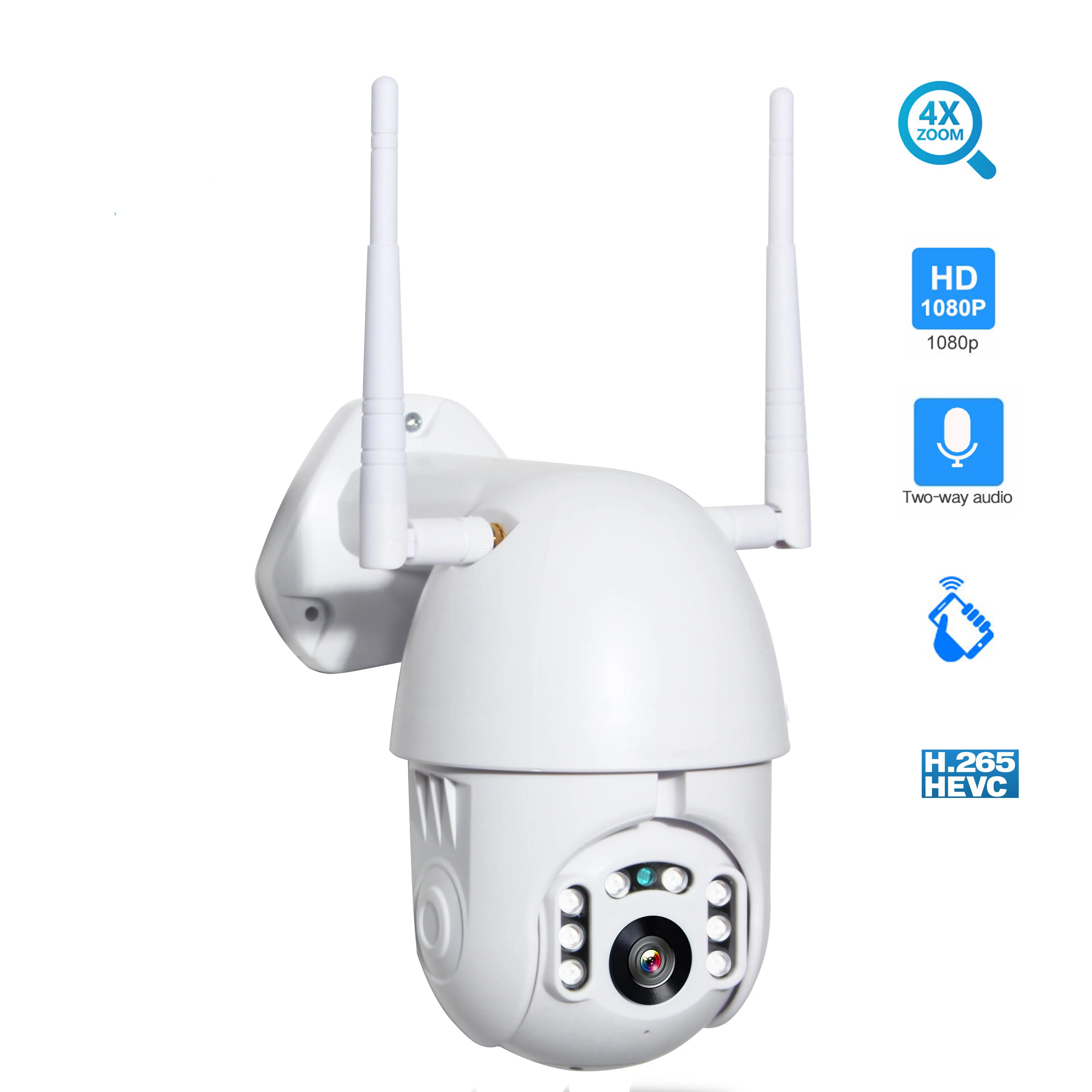 4x تكبير رقمي H.265X 1080P PTZ IP كاميرا في الهواء الطلق سرعة القبة CCTV كاميرات الأمن WIFI الخارجية