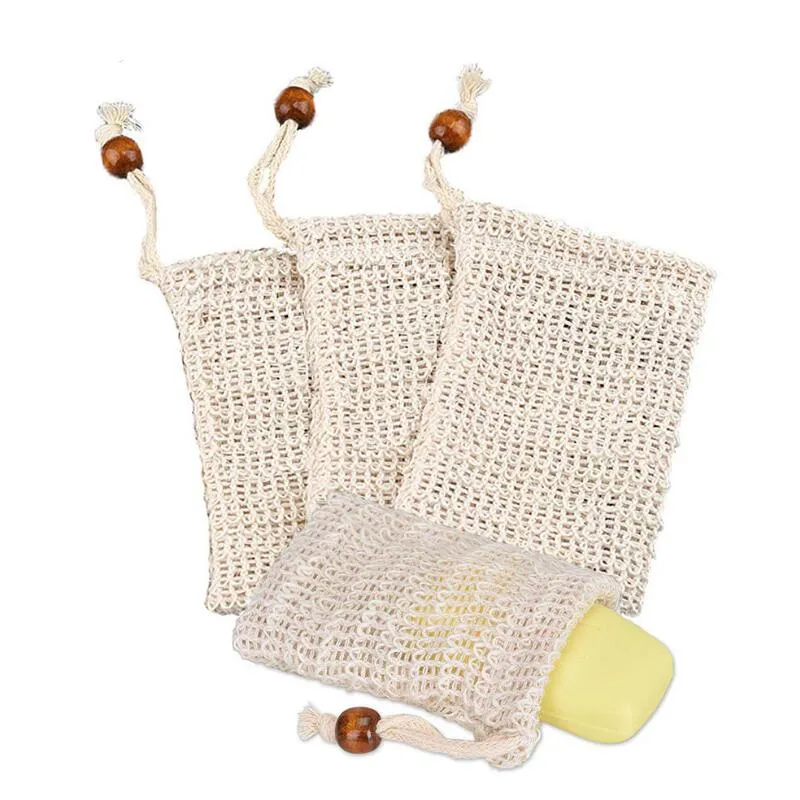 Natural exfoliating Mesh Soap Saver Sisal Soap Saver Bag Pouch Holder for Shower Bath Foaming and Drying of the Soap for Women LX6480