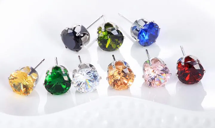 Серьги для женщин Gemstone Crystal Stud подарок мода ювелирные изделия серебряные серебряные серьги