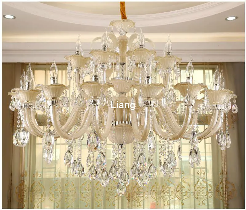 Frete grátis Modern candelabro de cristal Europeia Branca candelabro de cristal 24arm Opcional Lustres De Cristal Chandelier Lighting