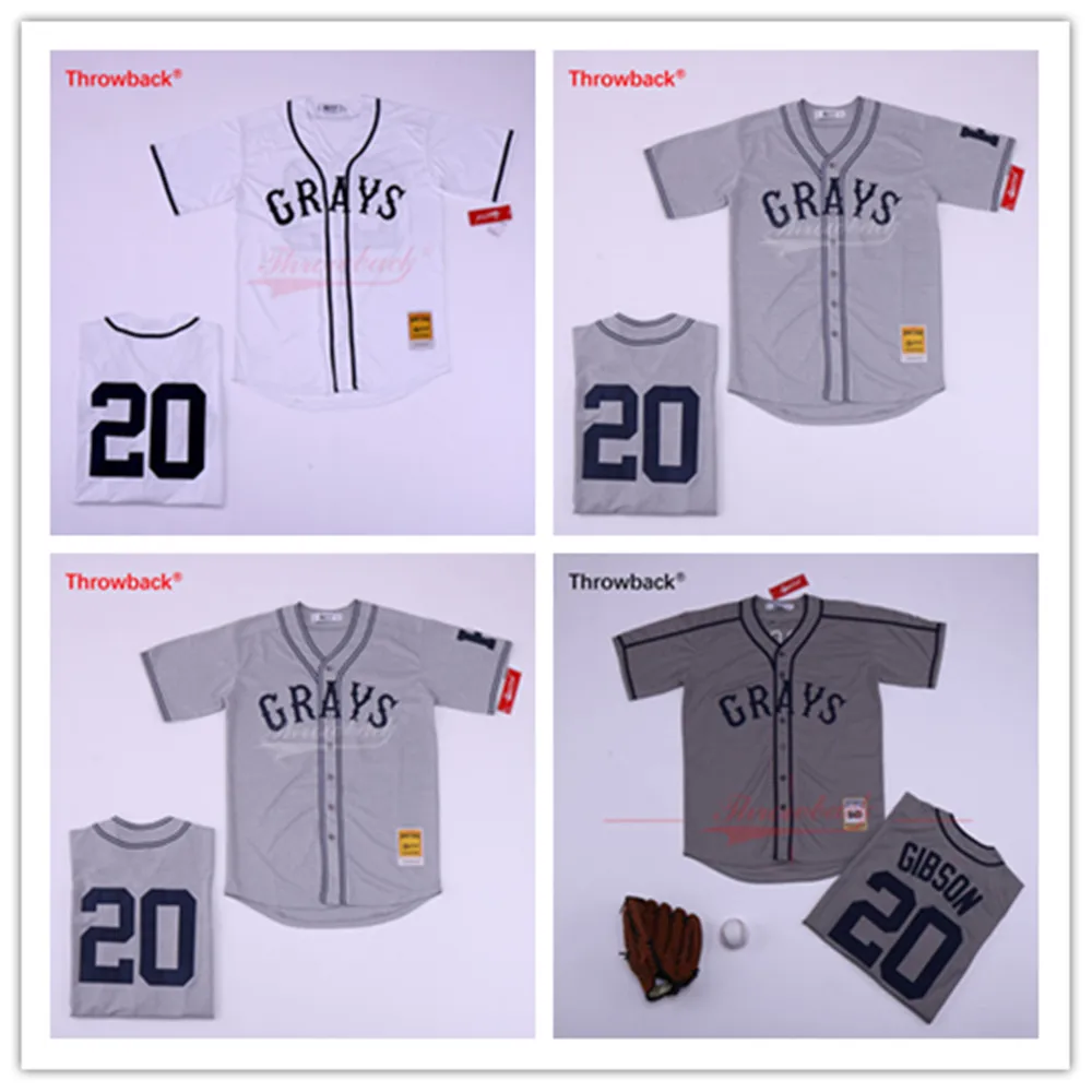 Jersey Mens Grays 20 Josh GIBSON Baseball Jersey Homestead Negro League