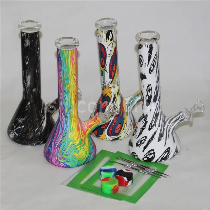 Bongo de vidro 10 5 tubulações de água inebriantes 14mm joint beaker bongs tubos de vidro tubos fumar acessórios de vidro recuperar cinzas