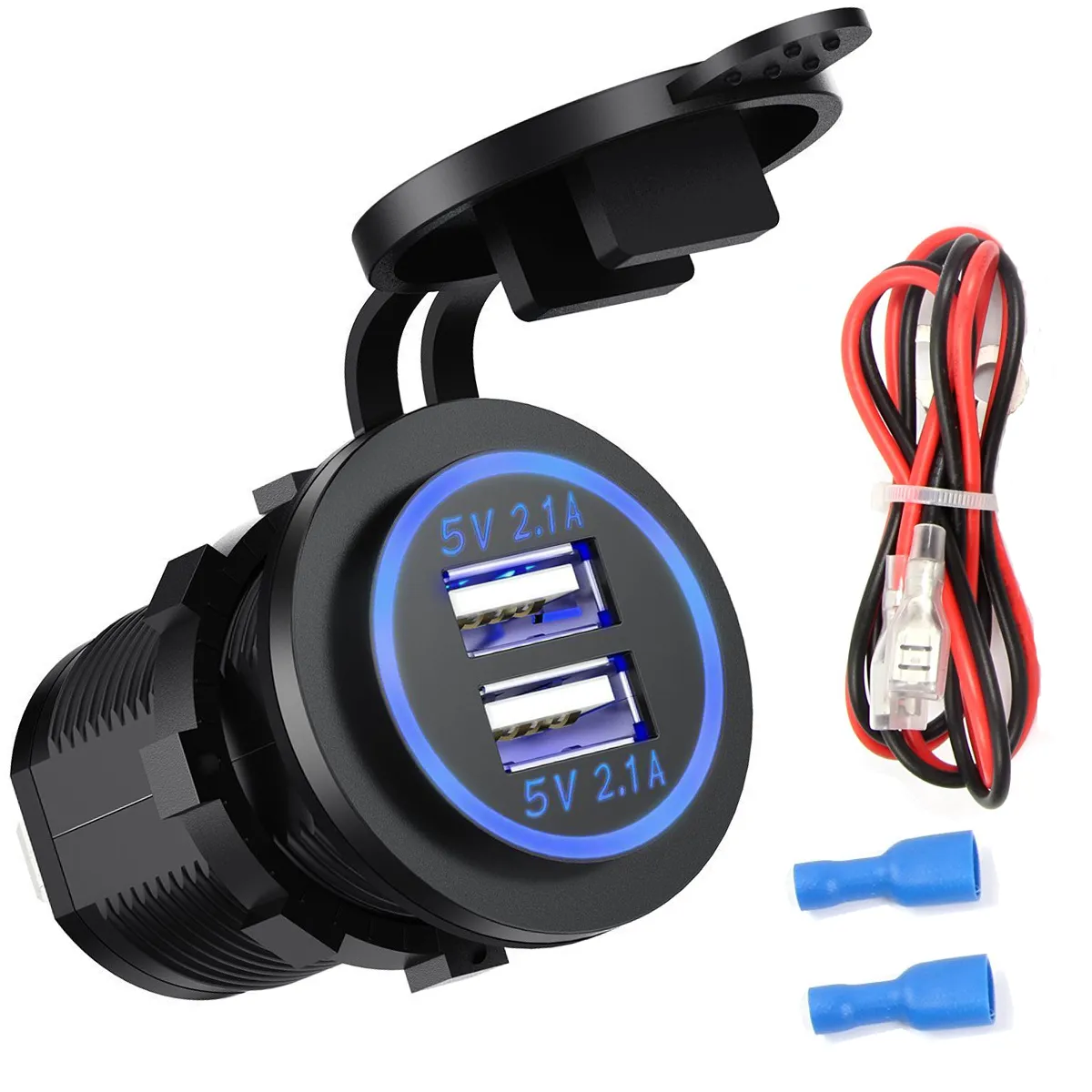 12V/24V Waterproof Dual USB Charger Socket Power Outlet Adapter 2.1A & 2.1A  4.2A For Car Boat Marine RV Mobile With Wire Fuse From Jingshitong, $3.08
