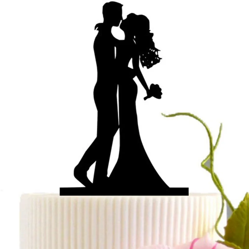 Wedding Cake Card Black Romantic Bride Groom Cake Insertion Decoration Mr Mrs Wedding Party Decor Accessories HHA744