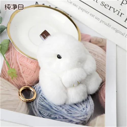 10cm Cute Real Genuine Rex Rabbit Fur Bunny Bag Charm Key Chain Keyring  Accessories Phone Purse Handbag