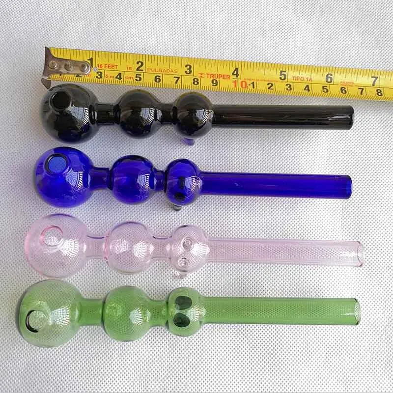 Kalebas Gekleurd glas Olie brander Pijp Roken Accessoires Met 3 Bal 2 Dot Voeten 15.5cm lengte Voor Waterpijpen waterpijpen Rigs