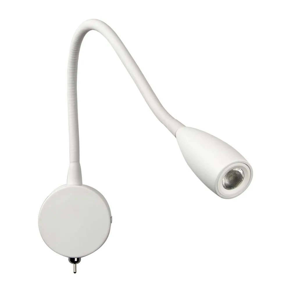 Topoch Luci da comodino a parete Interruttore on-off Lampada Minimalista Bianco opaco Rotante Lampade in alluminio Fascio stretto 3W LED per casa RV Boat