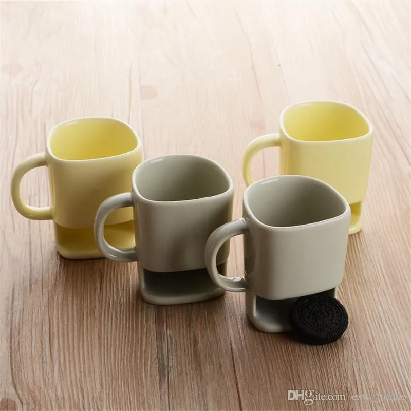Creative Ceramic Office Stackable Coffee Cups Breakfast Milk Mugs