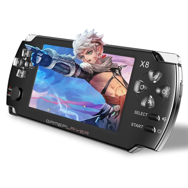 X8 4,3 tum pekskärm 8GB Portable Game Console med e-bok TV Out Handheld många klassiska gratisspel mp3 Mp4 MP5-spelare gratis DHL