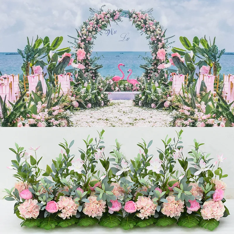시뮬레이션 로즈 웨딩 장식 아치 꽃 벽 DIY 홈 배경 장식 실크 플로어 배치 인공 꽃 화환