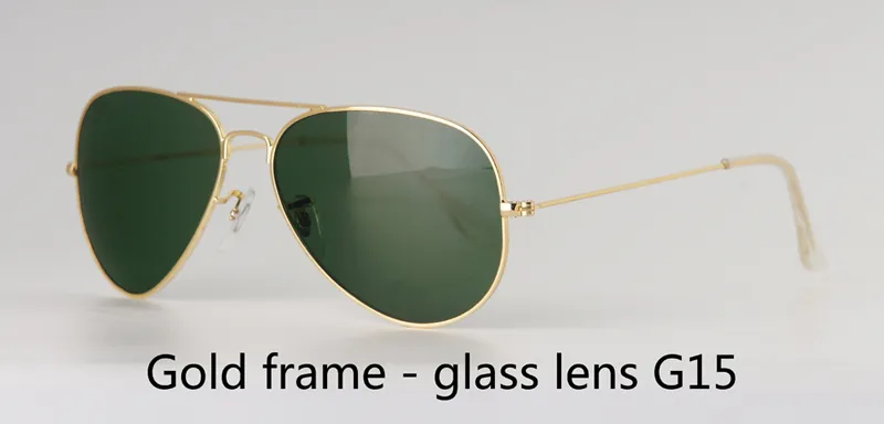 Atacado-Metal Frame Lens de vidro Designer de Marca Pilot Óculos De Sol Das Mulheres Dos Homens óculos de Condução UV400 Goggle com casos e rótulo grátis