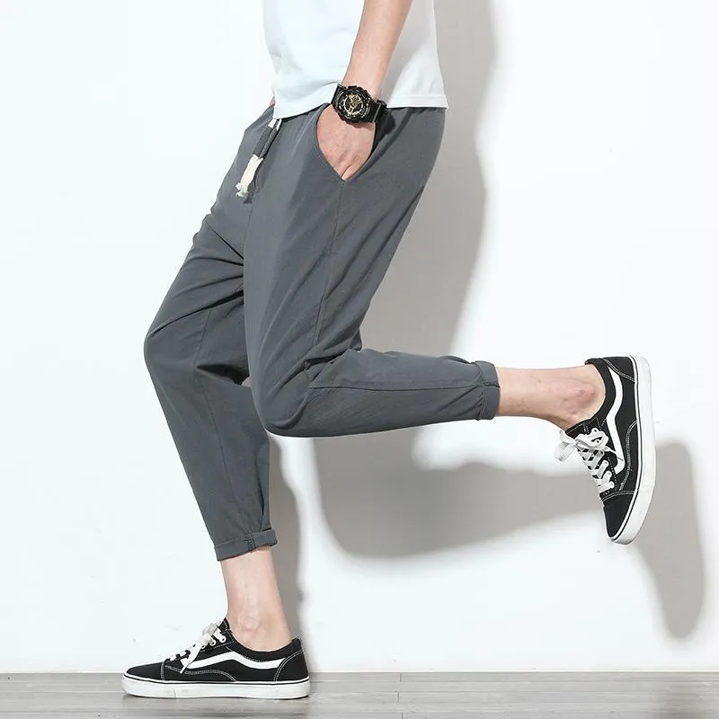 Корейский стиль гарем брюки мужчины Jogger Plus размер 5XL летние брюки теленок длиной гаремшозы стритюва мужские пробежки XXXXL