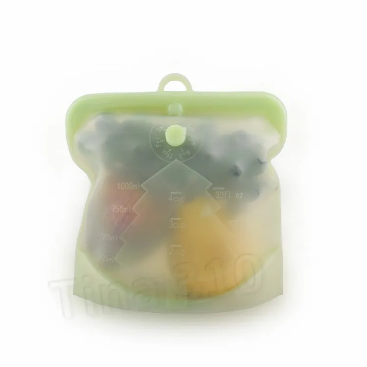 Date Silicone Food Fresh Bag 500ML 1000ML 1500ML Food Preservation Bag Storage Bag Reusable Freezer Snack Bags T2I51096