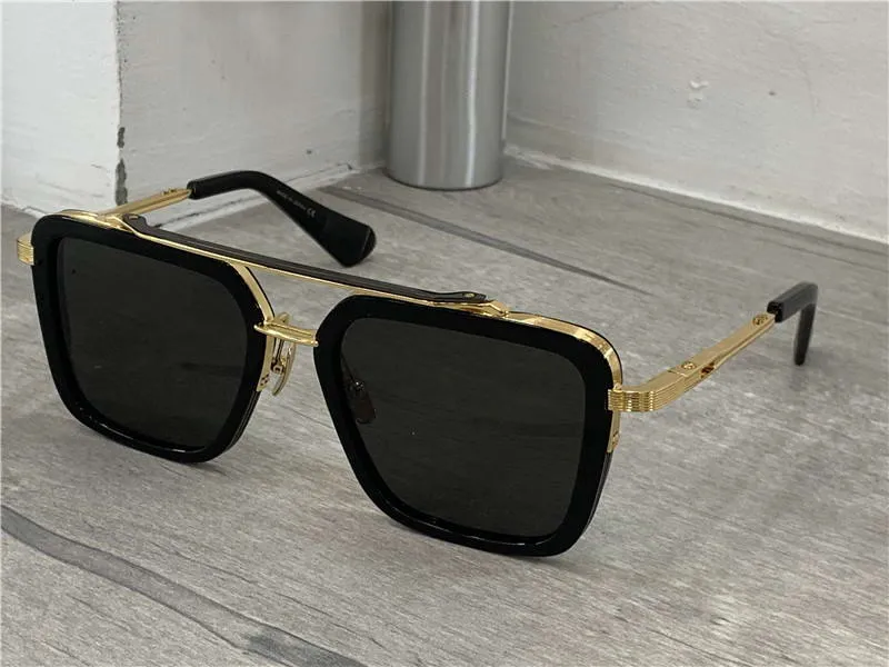 Shinny Black Gold Square Солнцезащитные очки Мужчины Квадратные Солнцезащитные Очки Мода Солнцезащитные Очки UV 400 Линза Образец Износ Новый с коробкой