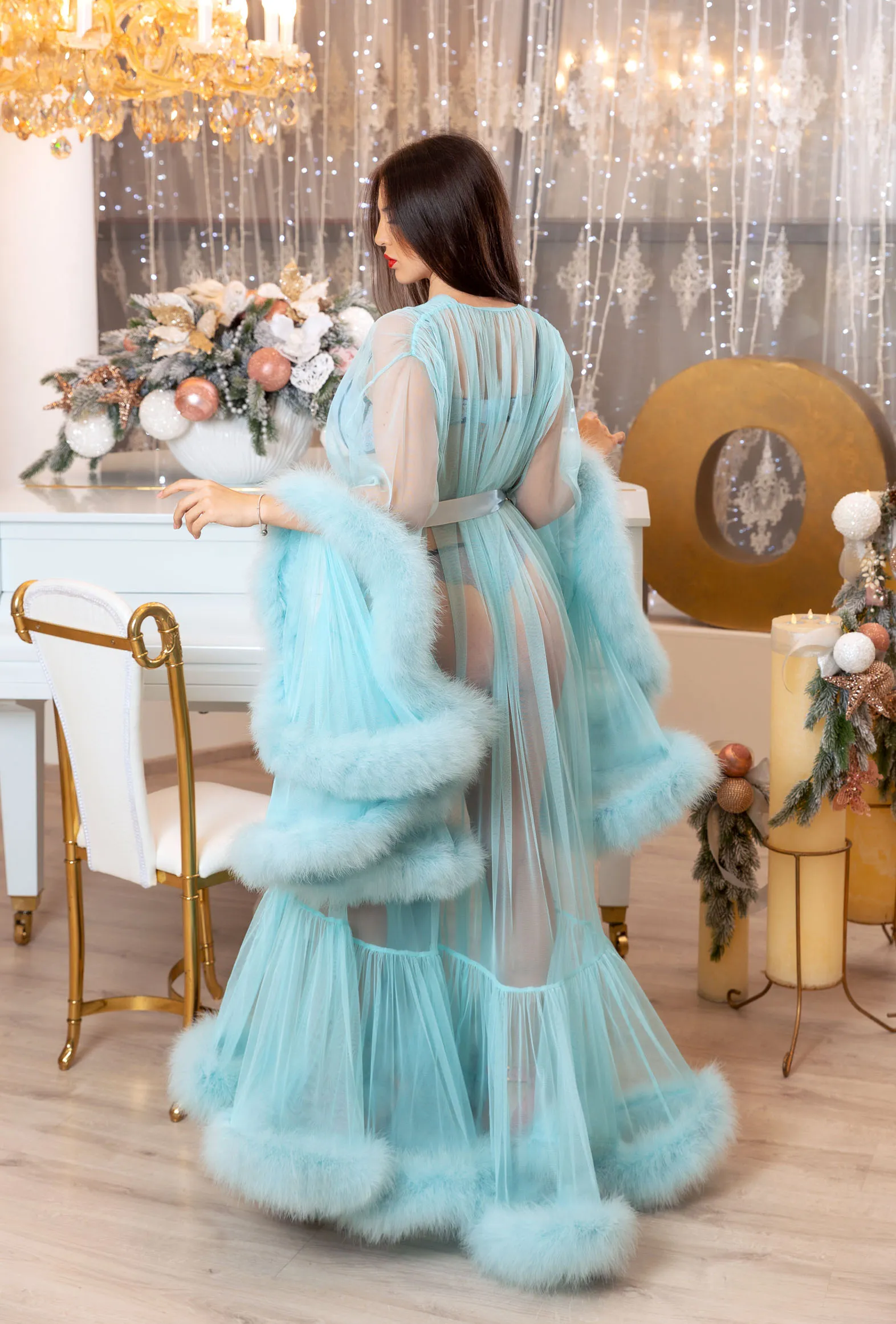 Blue Faux Fur Bridal Party Bridal Sleepwear Set Long Lingerie With Silk Satin And Lace For Women Perfect For Weddings Bridesmaids And Showers From Greatvip 108.8 DHgate.Com