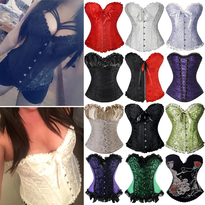 X Sexiga kvinnor Steampunk Renaissance Corset Lace Up Boned Bustier Waist Trainer Corsets Cincher Plus Size S-6XL Gratis frakt J190701