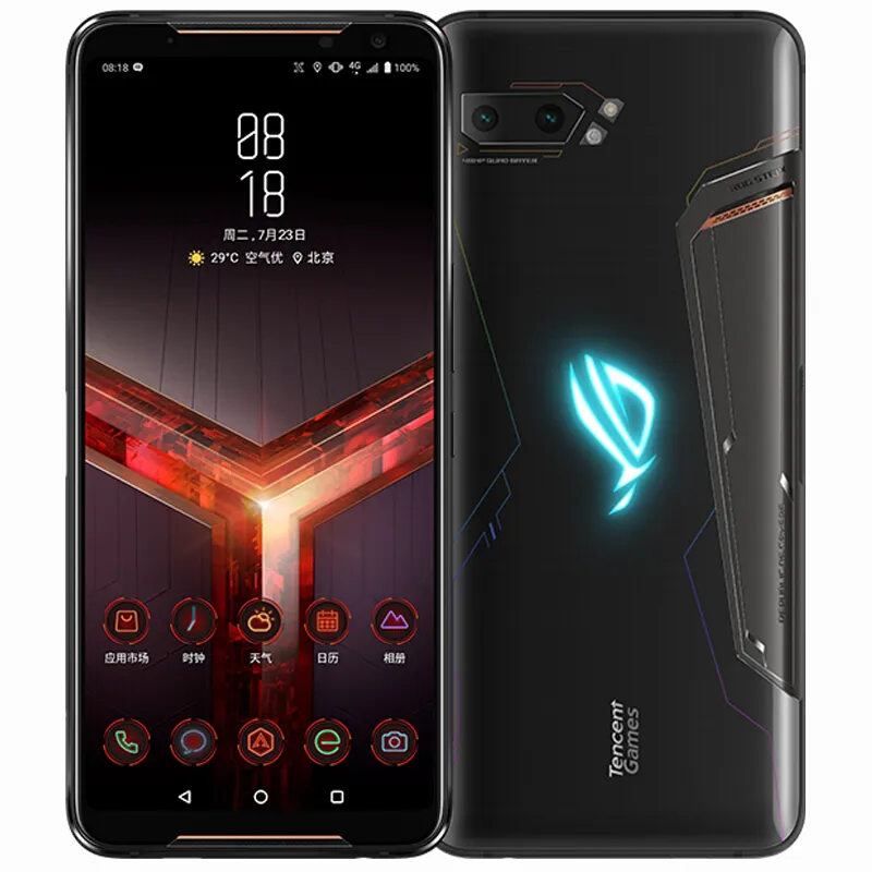 الأصلي آسوس روج 2 4 جرام lte الهاتف الخليوي الألعاب 8 جيجابايت RAM 128GB ROM Snapdragon 855 Plus Octa Core Android 6.59 "شاشة AMOLED 48.0MP 6000mAh Vestprint ID الهاتف المحمول الذكي