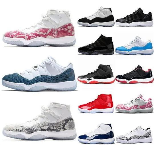 11 11S Мужская баскетбольная обувь женская розовая змея кожа Navy Light Bone Space Jam Gamma Blue Concord Sneakers US 5.5-13