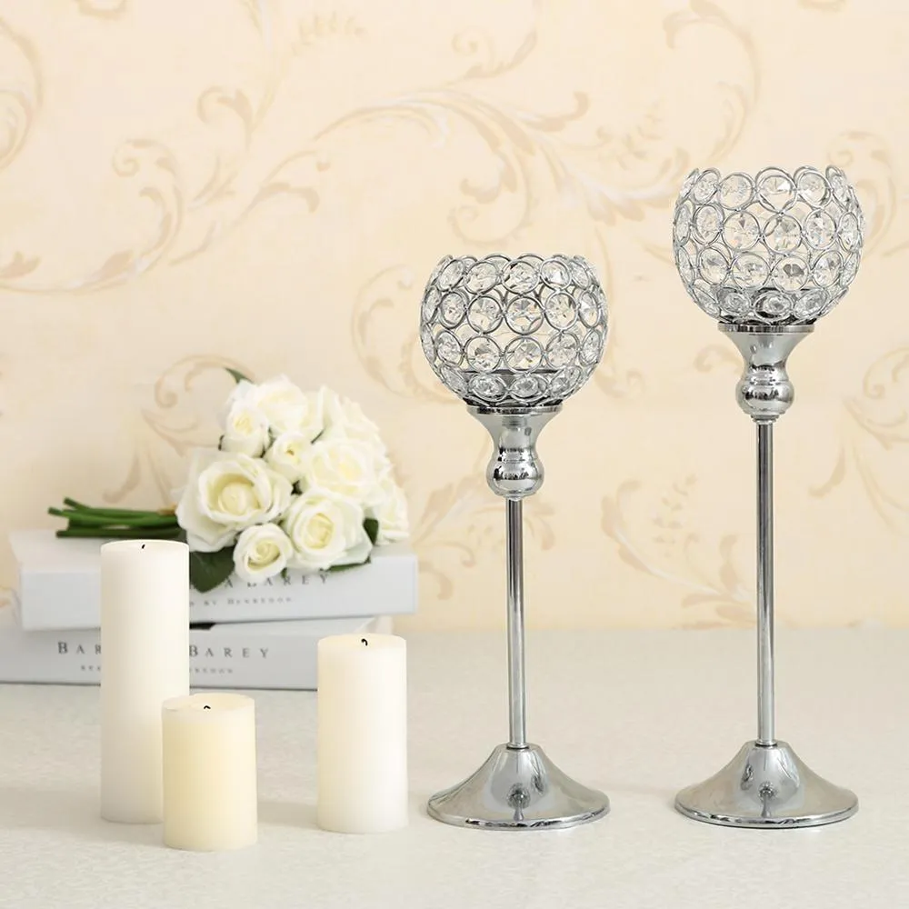 Europa Crystal Crystal Tealight Dellers Title Dining Table Centreppieces Metal Candlesticks Candle Stand Wedding Decoration