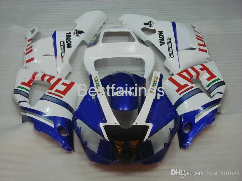 ZXMotor 7 Gifts Yamaha R1 1998 için Fairing Kiti Beyaz Mavi Periler YZF R1 98 99 BA14