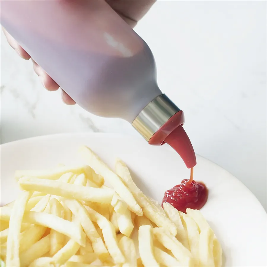 Marmellata Spremere Bottiglia di plastica Bottiglie per condimenti Dispenser per insalata Senape Aceto Olio Ketchup Salse Accessori da cucina JK2001