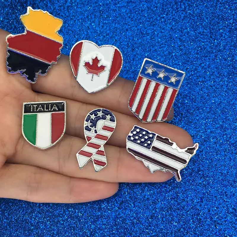 Milli bayrakları Emaye Pim Kanadalı Amerikan Alman İtalyan Bayrağı tasarımcı Pim Düğme Şapka Çanta Giyim Yaka Pin Badge broş broşlar