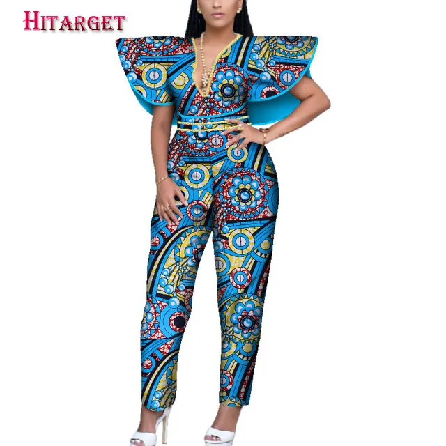 Mulheres impressas africanas Mumpsuit V-deco