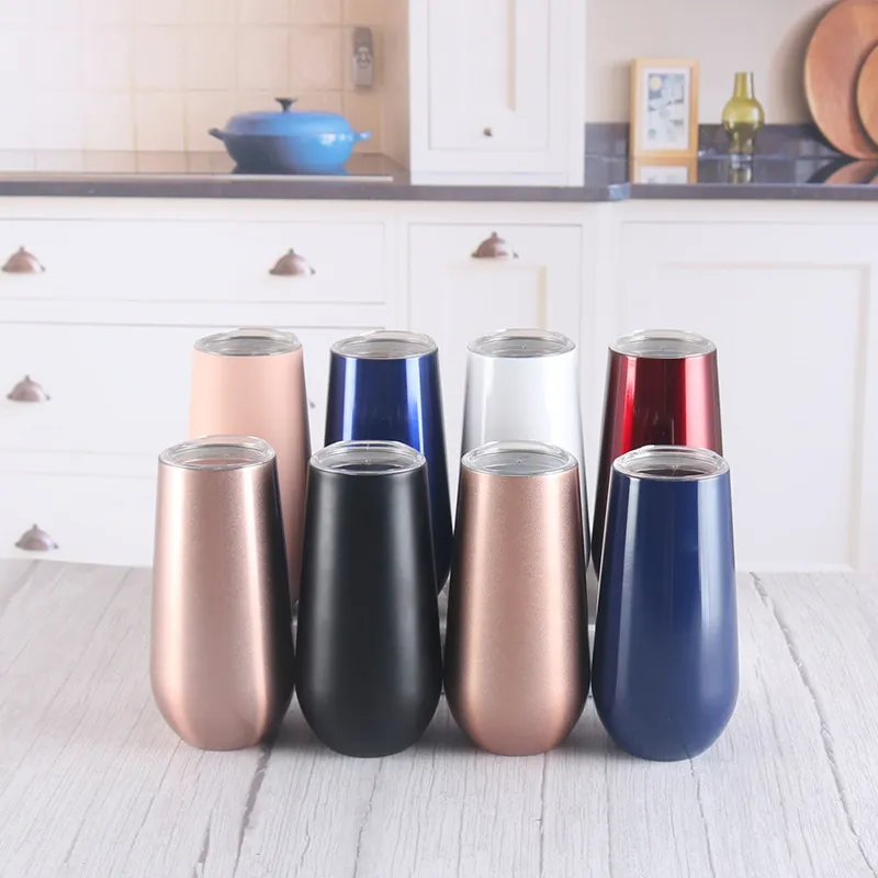 6oz 304 Stainless Steel Wine Glasses Red Wine Cups Vacuum Insulated Cups 8 Styles Tumbler Outdoors Travel Mugs With Lids LD200110 10pcs