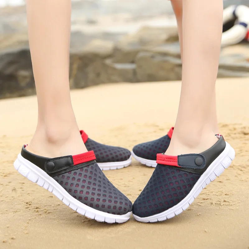 뜨거운 판매 - E 비치 샌들 봄 여름 가을 남성과 여성 슬리퍼 플랫 신발 통기성 메쉬 중공 샌들 레저 신발 UNI