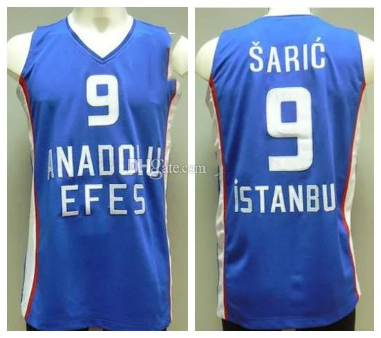 DARIO SARIC #9 Anadolu Efes 이스탄불 레트로 농구 저지 남성 MENED 사용자 정의 숫자 이름 유니폼