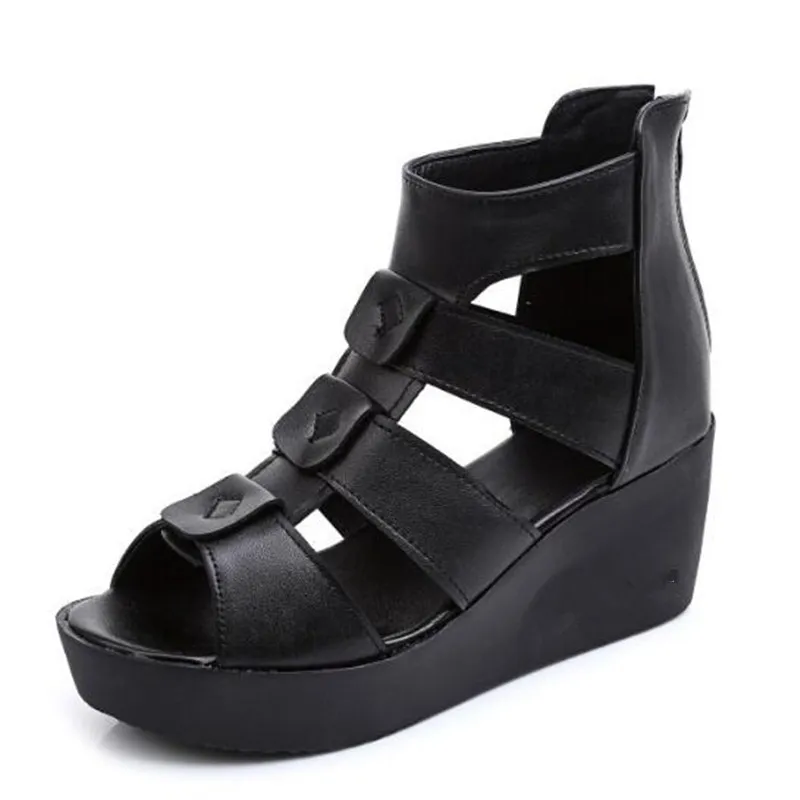 2019 nieuwe zomer roman sandalen platform schoenen vrouw lederen sandalen vrouwen schoenen hoge hak schoenen comfort wiggen sandalen