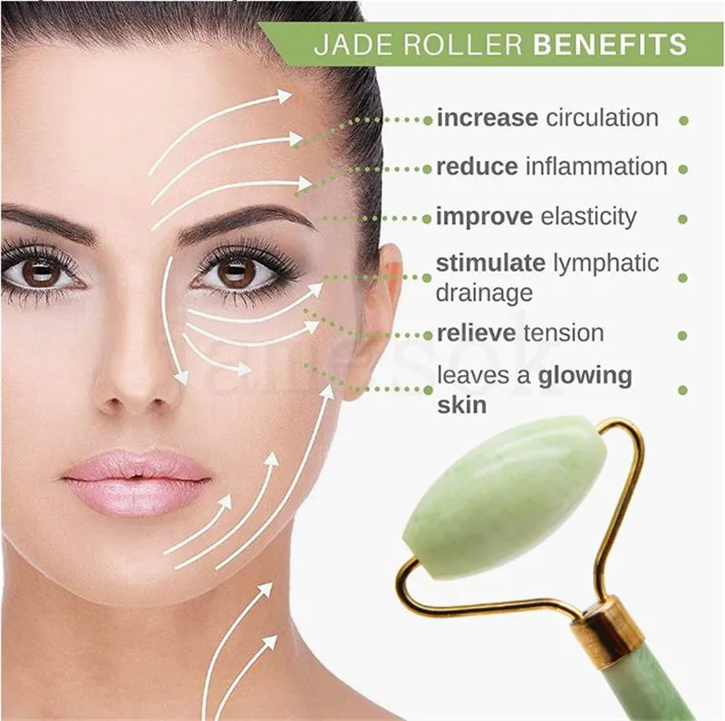 Jade Roller For Natural Facial Beauty Crystal Massage And