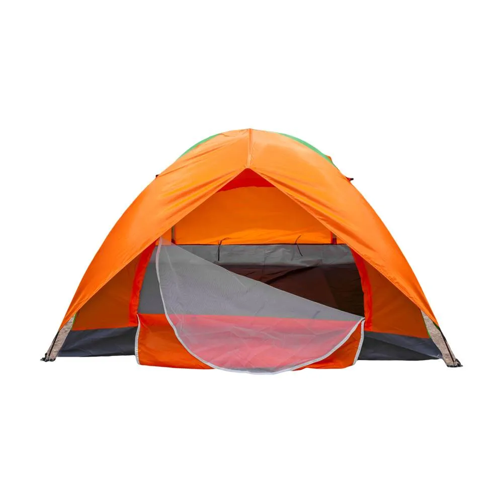 Kamp Çadırı 2 Kişi Su Geçirmez Çift Kapı katlama Açık Seyahat Yürüyüş Dome On Turuncu Yeşil 180 T Gümüş Sıvalar