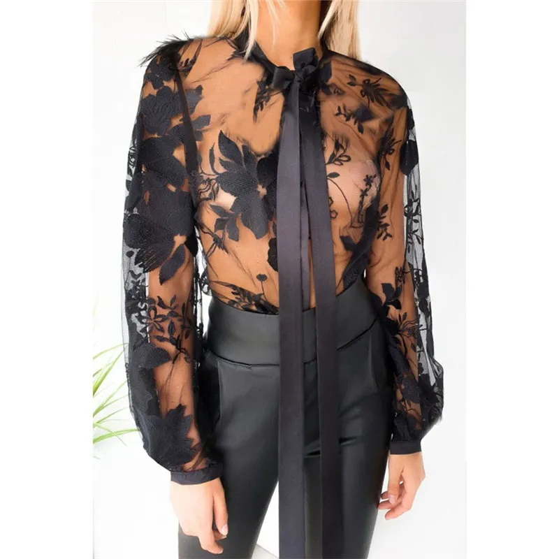 Diseñador mujer transparente de primavera Señoras Camisetas negras Cárdigan de de moda