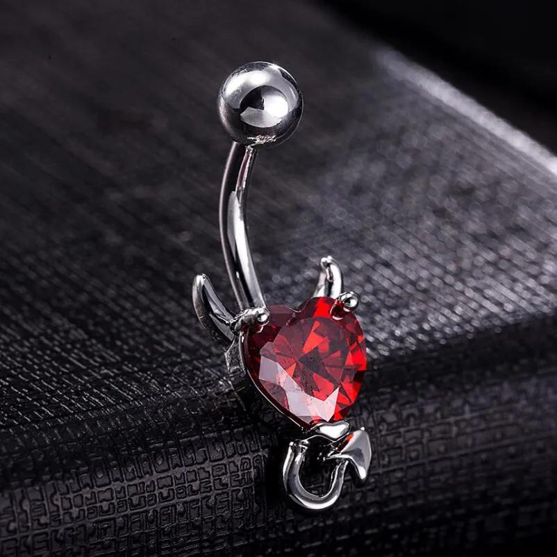 jewelry stainless steel navel rings heart litter devil bell button rings for women hot fashion