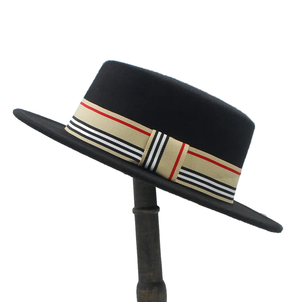 النساء الرجال الصوف شقة homburg فيدورا قبعة سيدة شادة الشتاء autum الجاز boater بنما أعلى قبعات جيدة حزمة حجم 56-58 سنتيمتر